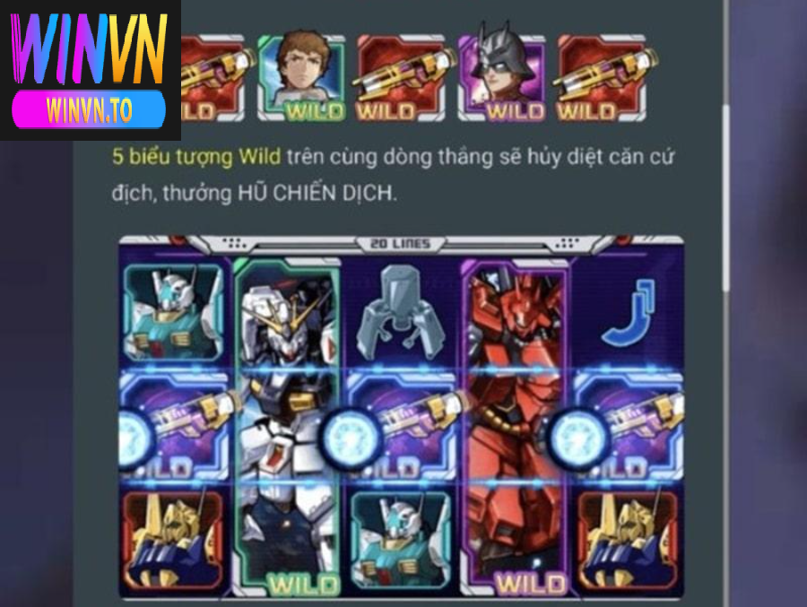 Gundam Slot – Nổ hũ siêu hấp dẫn tại Winvn 2025 3 Các biểu tượng trong Gundam Slot